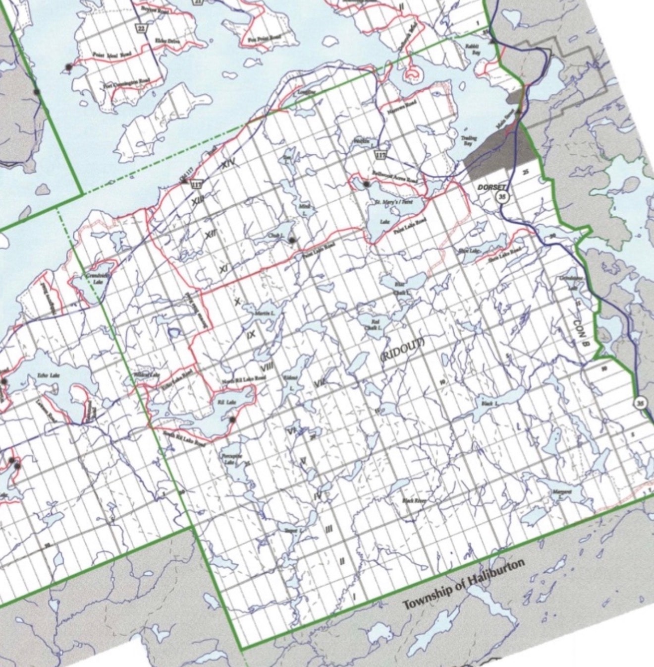 Map of Ridout Ward, Township of Lake of Bays